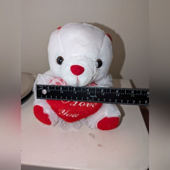 Valentine's I Love You Stuffed Animal Bear White with a Rose New Without Tags - Picture 5 of 7